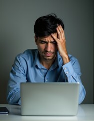 Man Contemplating Solutions While Battling Frustration at Work