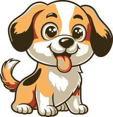 Obraz premium Funny cartoon character dog vector illustration 