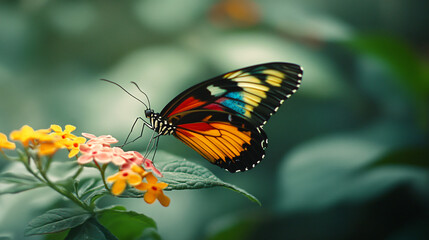 Obraz premium A colorful butterfly resting on a flower
