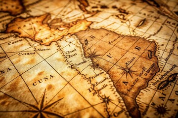 Fototapeta premium Old Paper Map of Equatorial Guinea - Vintage Minimalist Style for Travel Enthusiasts