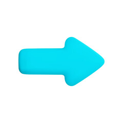 Fototapeta premium Vector cartoon 3d blue arrow icon. Cute realistic right direction arrow sign isolated on white background. 3d render pointer concept, plastic mouse cursor for infographic, web, business app.