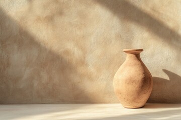 Serene Terracotta Vase Against Textured Background