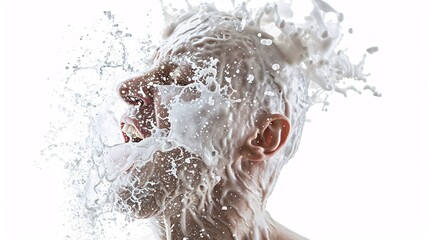 Expressive Portrait with White Paint Splash