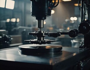 A manufacturing facility showcases advanced milling processes with a machine tool creating intricate parts, emphasizing engineering precision and efficiency. Generative AI