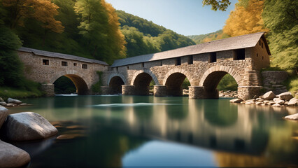 Fototapeta premium bridge over the river, 