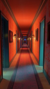 11h the suite of rooms, the movement of the camera along the corridor