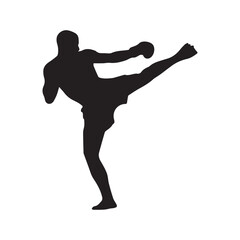 Kickbox fighter silhouette vector illustration