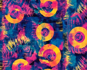 Abstract Watercolor Pattern with Yellow and Pink Circles