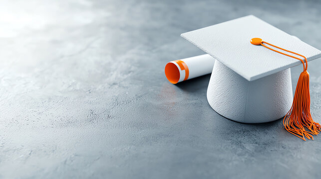 A close-up view of a graduation cap with blank space for personalization on a smooth surface