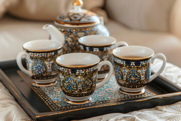 Fototapeta premium designed crafted tea set featuring intricate art that enhances gatherings, special celebrations