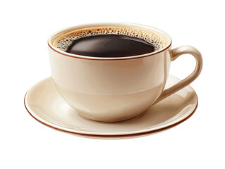 Coffee cup with black beverage on a white isolated background.