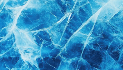 Ice forming abstract pattern on surface of frozen lake