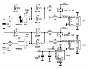 Schematic diagram of electronic device on white sheet of paper. Vector drawing electrical circuit with logic elements of 
integrated circuit,
diode, usb connector, capacitor, resistor, transistor