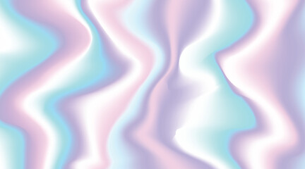 Abstract pastel background flowing with holographic gradient fluid effect in blue, purple and white colors