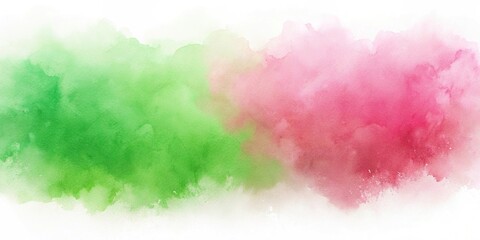 Obraz premium abstract watercolor background gradient green pink rose asymmetrical