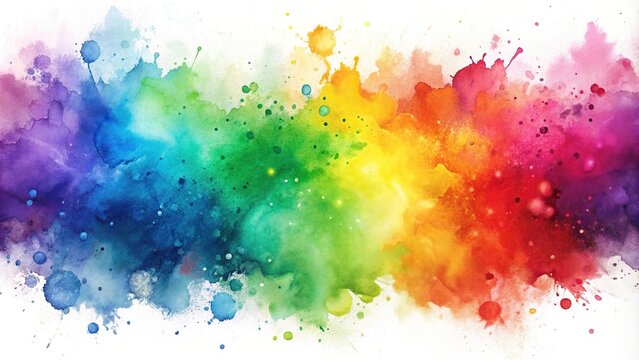 abstract rainbow watercolor background with splatter aerial view