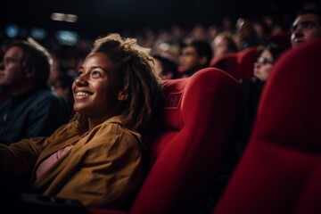 Diverse group of people watching movie at cinema