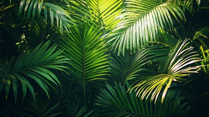 Close-Up of Tropical Palm Fronds in Bright Afternoon Light