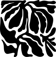 Floral, botanical, abstract black and white composition. Modern trendy minimal style. Floral poster, invitation, postcard, cover, banner.