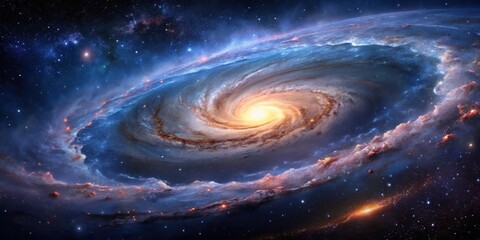 Fototapeta premium A cosmic whirlpool of stardust and light, a mesmerizing display of celestial wonder, illuminating the vastness of space
