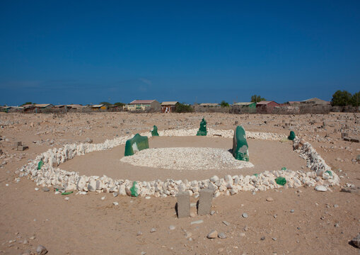 Pile Of White Stones Around A Muslim Grave, Berbera Area, Somaliland