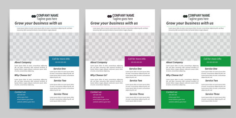 simple creative business card template layout design with blue,green and purple color