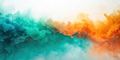 Fototapeta premium Abstract vertical teal orange watercolor background