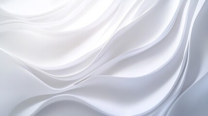 Fototapeta premium Elegant white backdrop with flowing wave patterns, creating a serene and modern atmosphere, perfect for showcasing minimalist designs and artistic concepts.