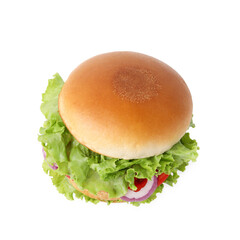 Delicious vegetarian burger with chickpea cutlet isolated on white