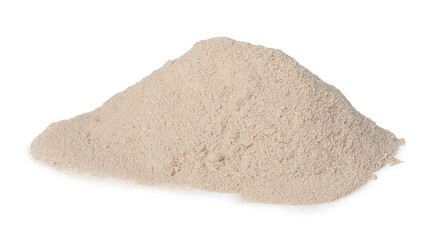 Pile of protein powder isolated on white