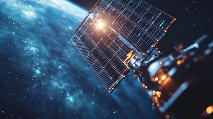 Solar panels and sensors of an advanced telescope orbiting Earth