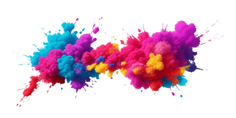 Bright colorful watercolor splash splatter stain brush strokes on white background. Modern vibrant aquarelle spot. Aquarelle explosion on white. Element. Vector watercolor illustration isolated design