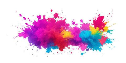 Bright colorful watercolor splash splatter stain brush strokes on white background. Modern vibrant aquarelle spot. Aquarelle explosion on white. Element. Vector watercolor illustration isolated design