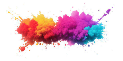 Multicolor powder explosion on White background. Colored cloud. Colorful dust explode. Paint Holi. colorful rainbow Holi paint color powder explosion with bright colors isolated white background.	