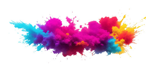 Multicolor powder explosion on White background. Colored cloud. Colorful dust explode. Paint Holi. colorful rainbow Holi paint color powder explosion with bright colors isolated white background.	