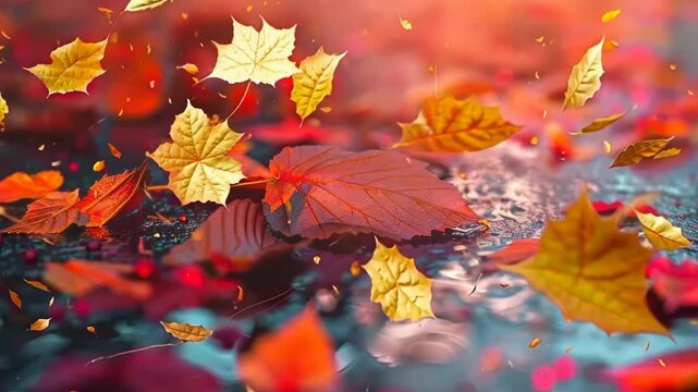Enigmatic fascination in the dance of colorful autumn leaves, Video