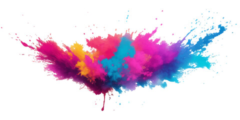 Bright colorful watercolor splash splatter stain brush strokes on white background. Modern vibrant aquarelle spot. Aquarelle explosion on white. Element. Vector watercolor illustration isolated design