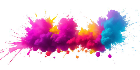 Multicolor powder explosion on White background. Colored cloud. Colorful dust explode. Paint Holi. colorful rainbow Holi paint color powder explosion with bright colors isolated white background.	