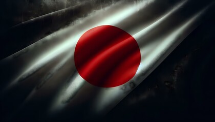 Waving Japanese Flag with Dramatic Lighting
