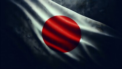 Naklejka premium Waving Japanese Flag with Dramatic Lighting 