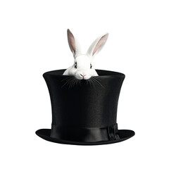 Rabbit in a Magic Hat Illustration Isolated on Transparent Background