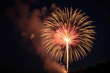 Colorful fireworks exploding in the night sky creating a festive atmosphere