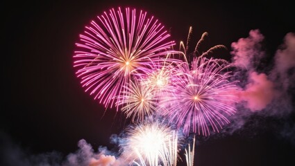 Vibrant Fireworks Extravaganza Illuminating the Night Sky with Dynamic Light Effects.