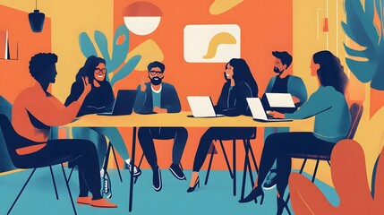 90. A diverse team collaborating on an advertising campaign