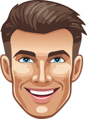 Vector young male portrait, happy and charismatic illustration.