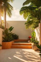 Fototapeta premium Tropical retreat with Sun-soaked corners.
