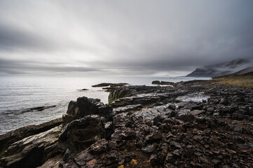 Obraz premium nature sceneries taken from Fauskasandur beach along the route 1 between hofn and Egilsstadir, Iceland