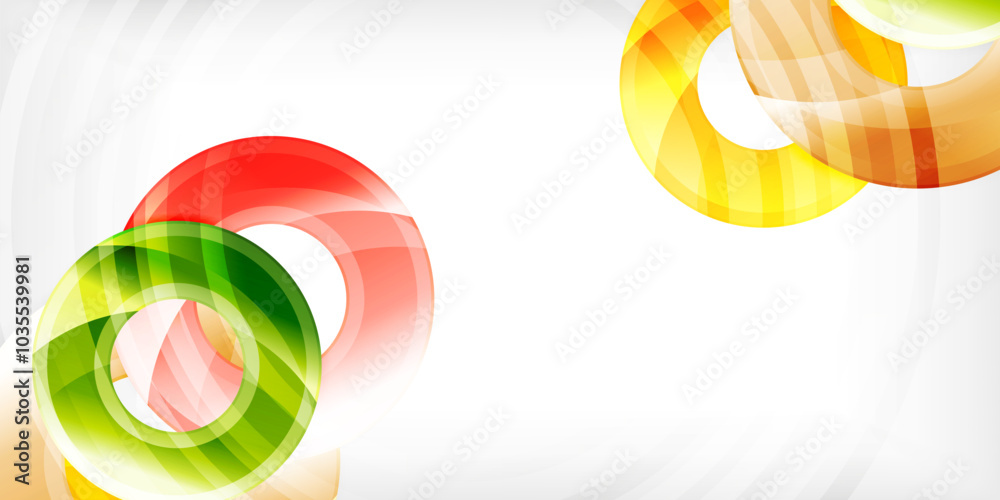 Poster bright colorful circles with light effects. abstract background