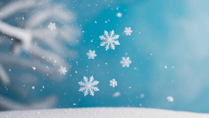 Naklejka premium Winter Wonderland White Snowflakes on Blue Background.