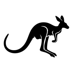 Kangaroo silhouette vector with white background 